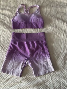 Active USA Lavender Ribbed Zip-Up Crop Jacket